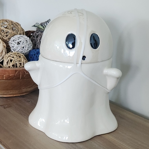 10 Inch Ceramic Ghist Cookie Jar New Halloween Ghost Decoration - Picture 1 of 12